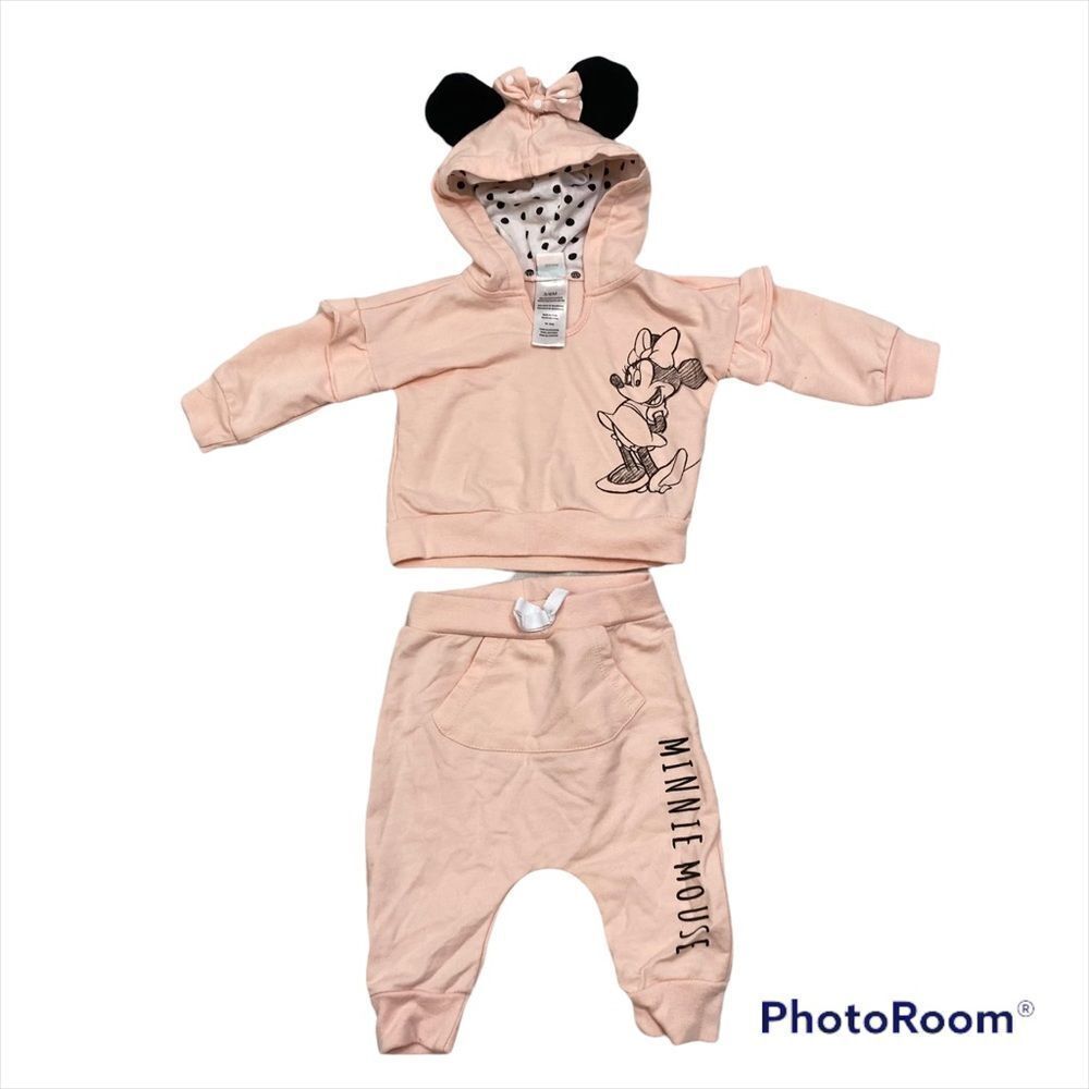 Disney Baby Pink Minnie Mouse 2 Piece Set Size 3-6 Months Top and‎ Bottoms